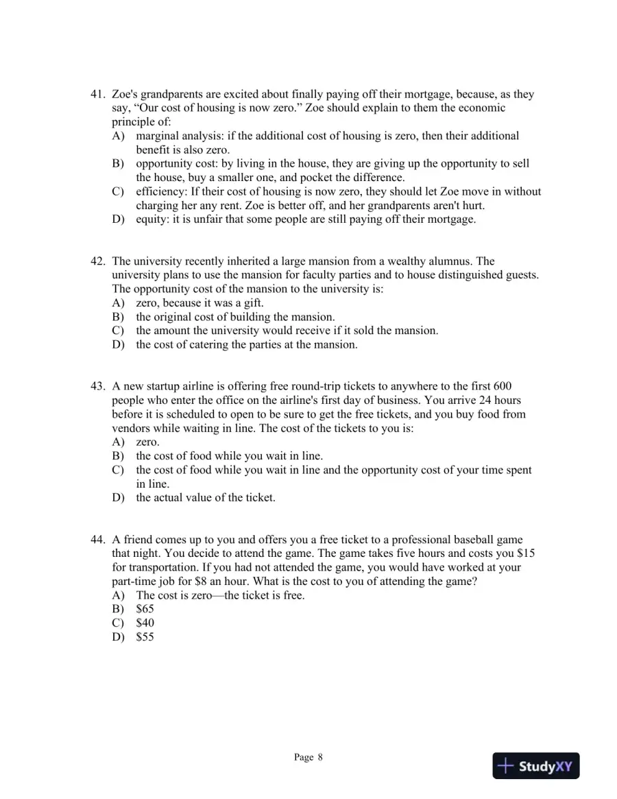 Microeconomics: Fourth Edition Test Bank, page 9