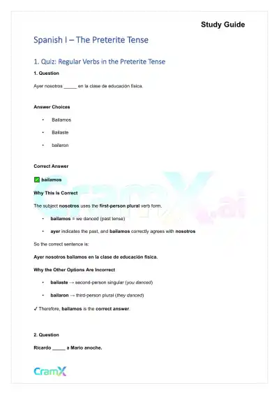 Spanish I - The Preterite Tense - Page 1 preview image