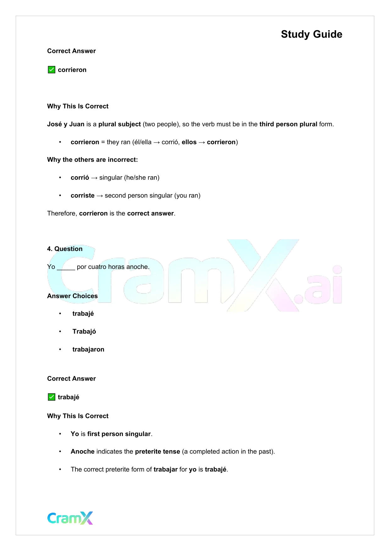 Spanish I - The Preterite Tense - Page 3 preview image