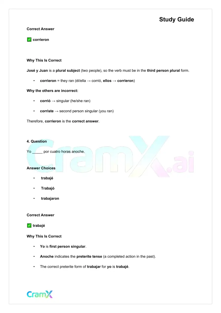 Spanish I - The Preterite Tense, page 3