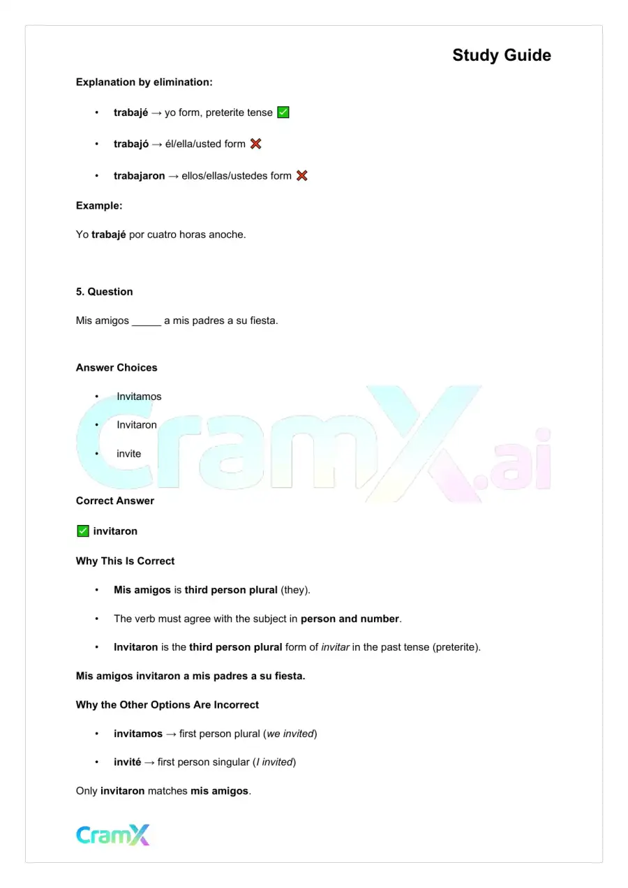 Spanish I - The Preterite Tense, page 4