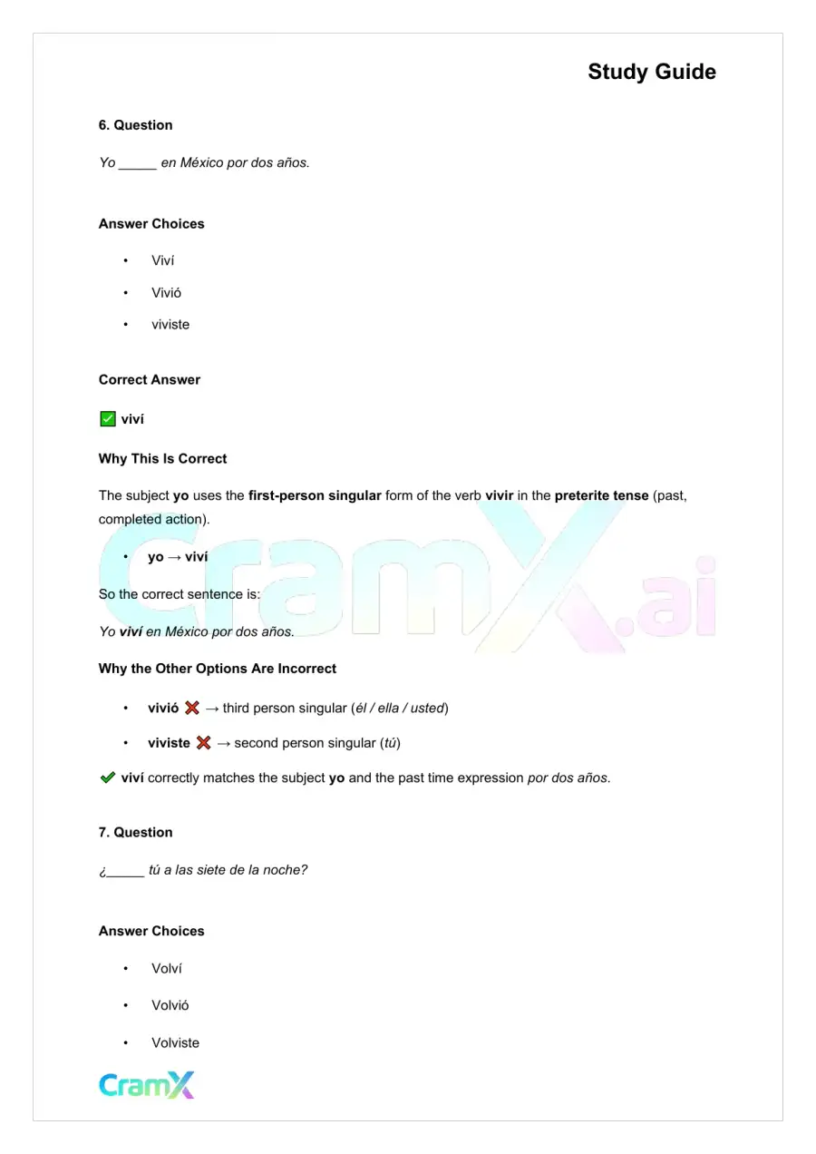 Spanish I - The Preterite Tense, page 5