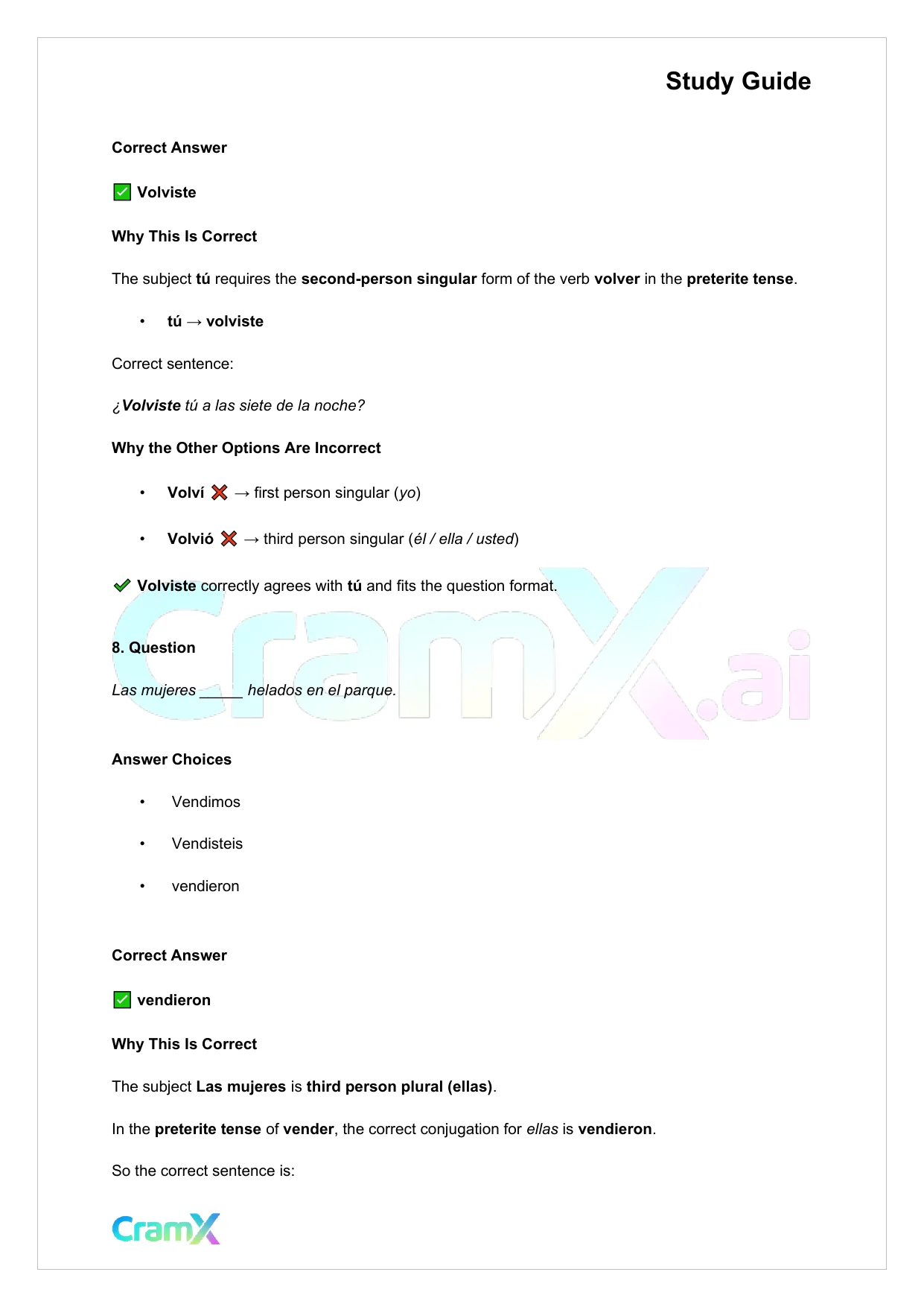 Spanish I - The Preterite Tense - Page 6 preview image