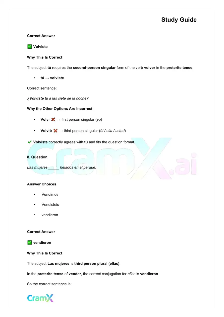 Spanish I - The Preterite Tense, page 6