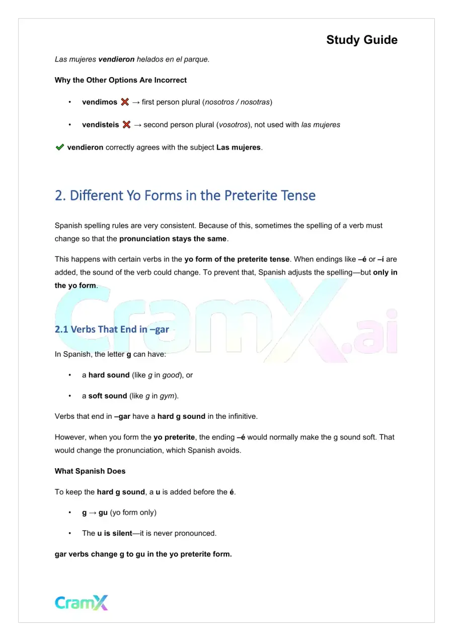 Spanish I - The Preterite Tense, page 7