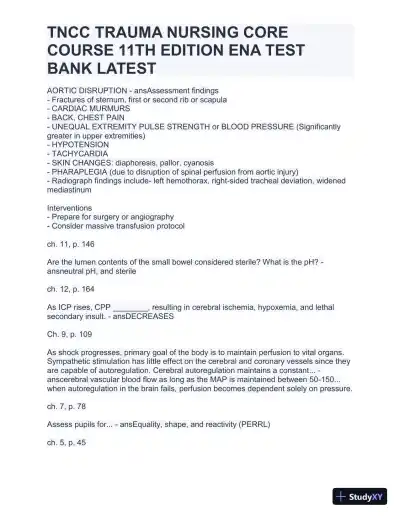 TNCC Trauma Nursing Core Course 11th Edition ENA Test with Answers (220 Solved Questions) - Page 14 preview image