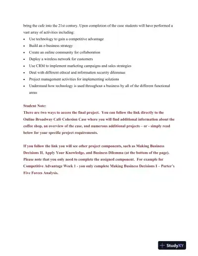 Final Project: Revitalizing The Broadway Caf� for the 21st Century Strayer University - Page 3 preview image