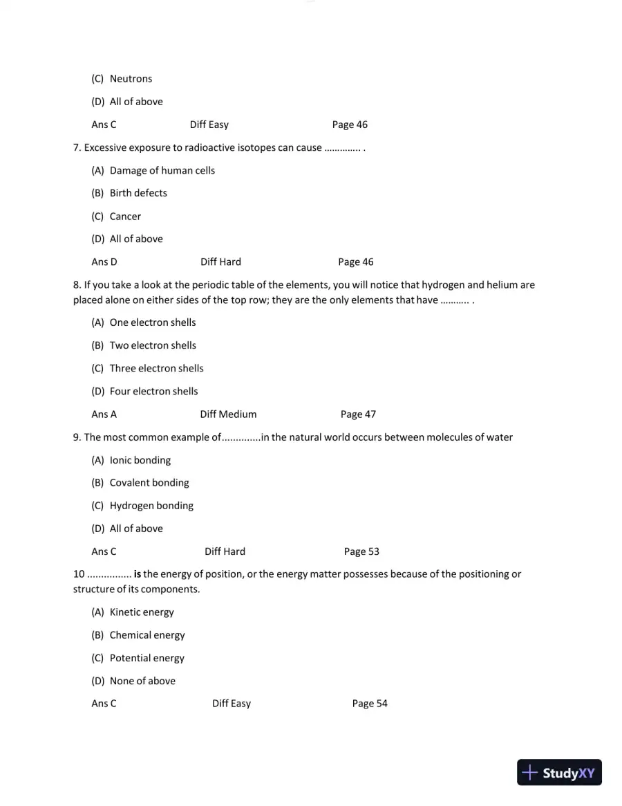 BIO1100 Anatomy and Physiology Openstax Test Bank with Answers (166 Solved Questions), page 12
