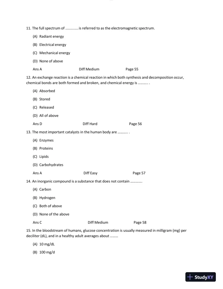 BIO1100 Anatomy and Physiology Openstax Test Bank with Answers (166 Solved Questions), page 13