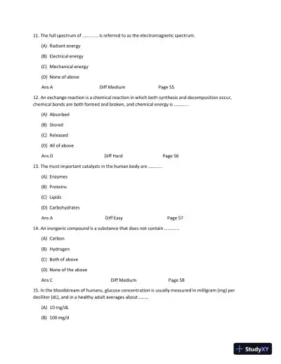 BIO1100 Anatomy and Physiology Openstax Test Bank with Answers (166 Solved Questions) - Page 13 preview image