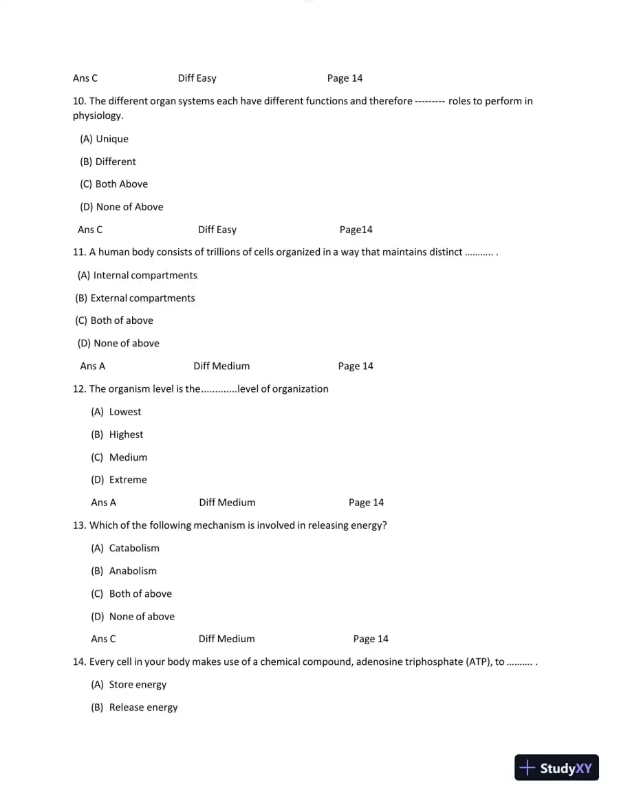 BIO1100 Anatomy and Physiology Openstax Test Bank with Answers (166 Solved Questions), page 6