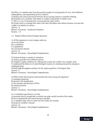 Test Bank For Campbell Biology, 11th Edition - Page 17 preview image