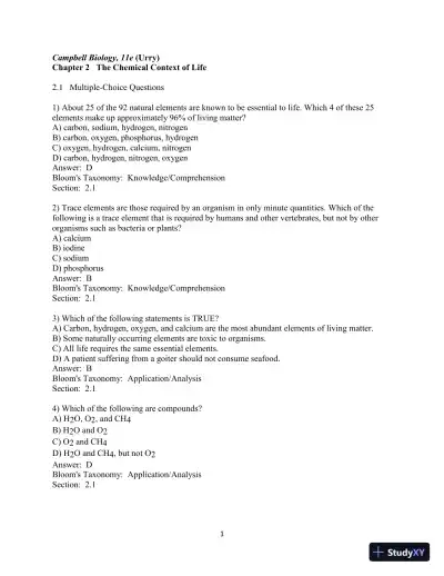 Test Bank For Campbell Biology, 11th Edition - Page 19 preview image