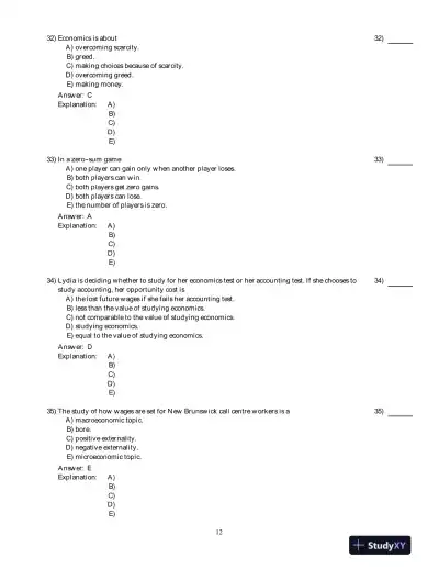 Economics For Life: Smart Choices For All?, 1st Edition Test Bank - Page 13 preview image