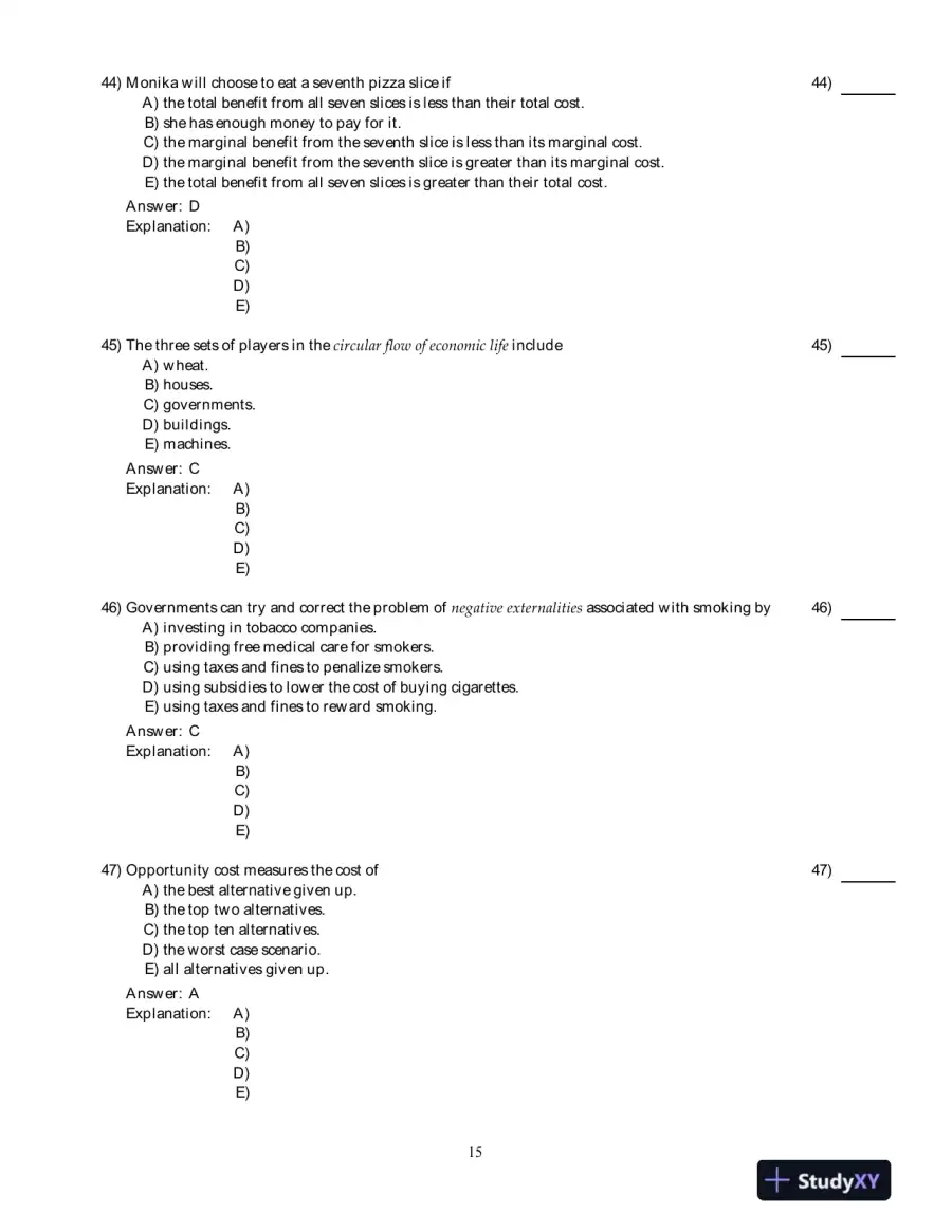 Economics For Life: Smart Choices For All?, 1st Edition Test Bank, page 16