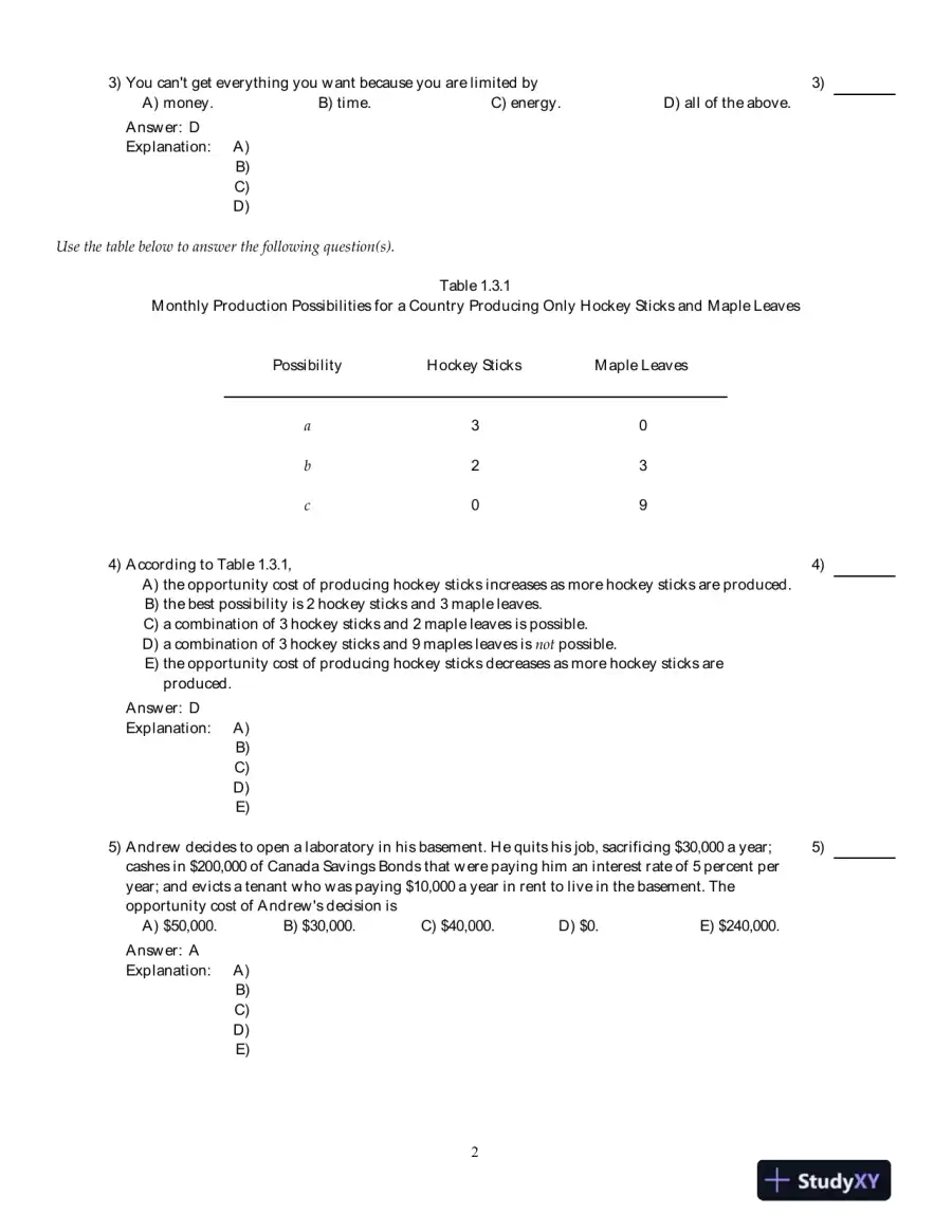 Economics For Life: Smart Choices For All?, 1st Edition Test Bank, page 3