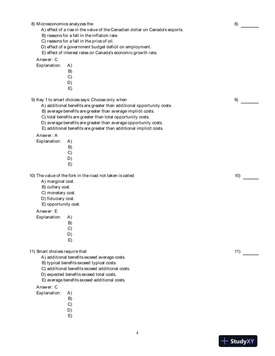 Economics For Life: Smart Choices For All?, 1st Edition Test Bank, page 5
