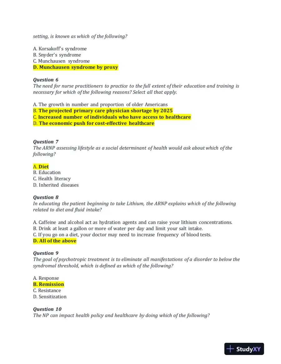 NRNP6675 Week 11 Final Exam With Answers (100 Solved Questions), page 3