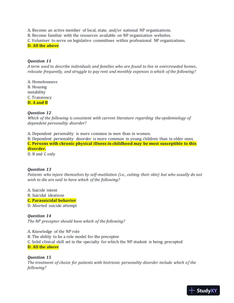 NRNP6675 Week 11 Final Exam With Answers (100 Solved Questions), page 4