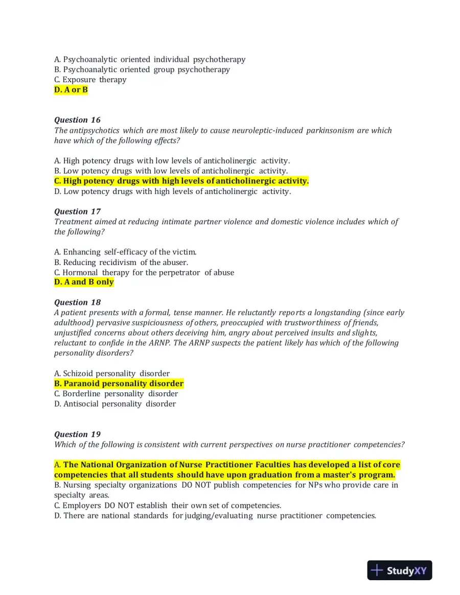 NRNP6675 Week 11 Final Exam With Answers (100 Solved Questions), page 5