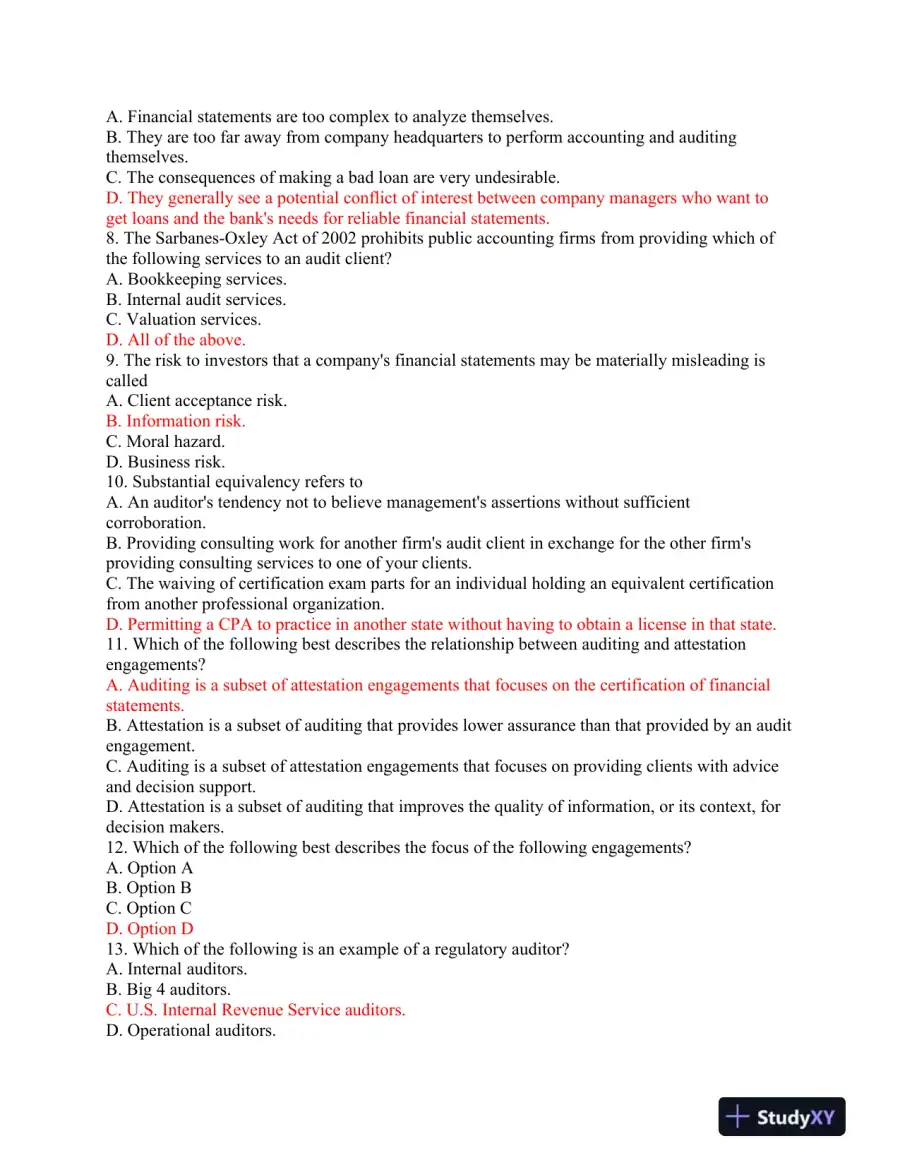 ACC504 Mid Term � Advanced Auditing, page 3
