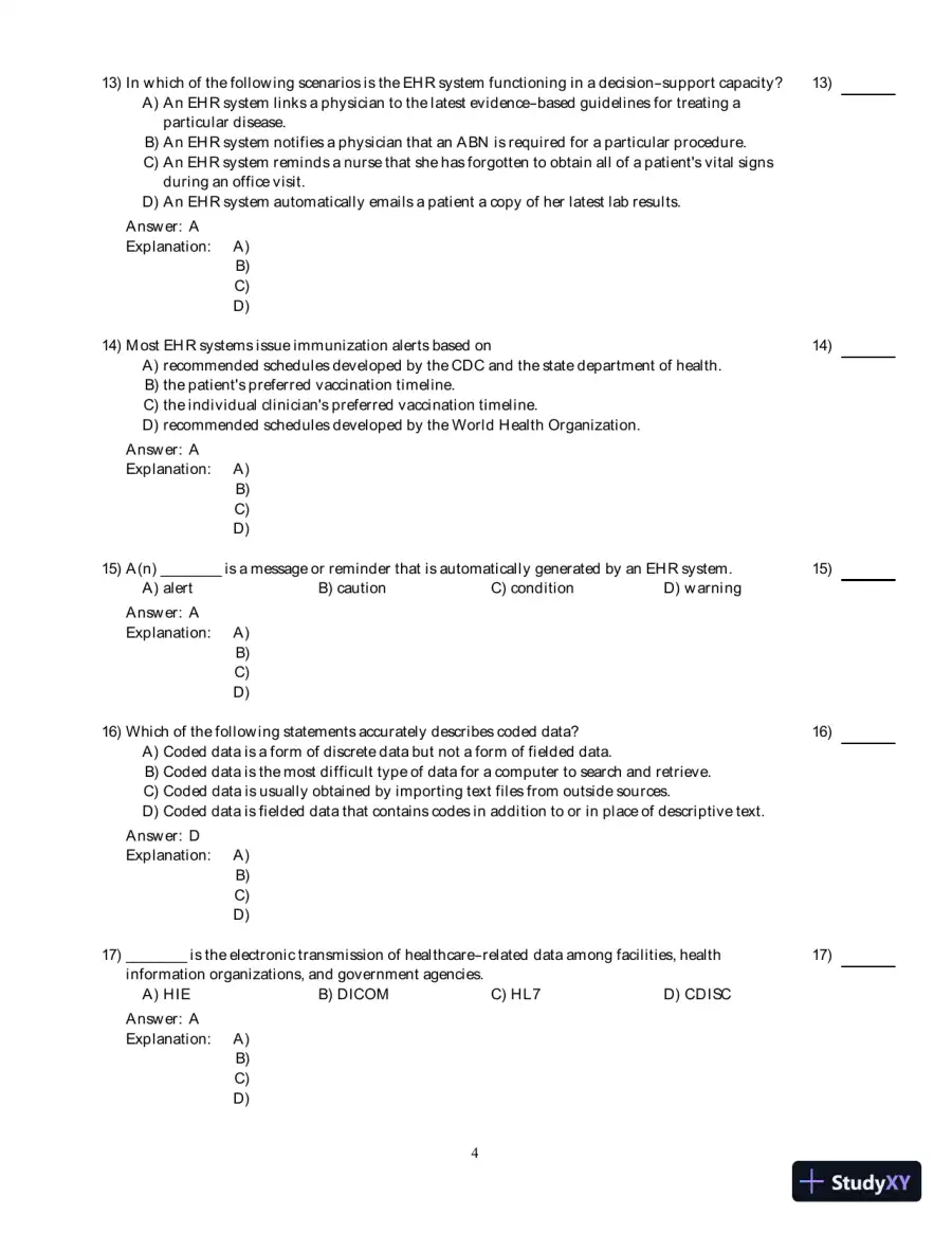 Electronic Health Records: Understanding And Using Computerized Medical Records, 3rd Edition Test Bank, page 12
