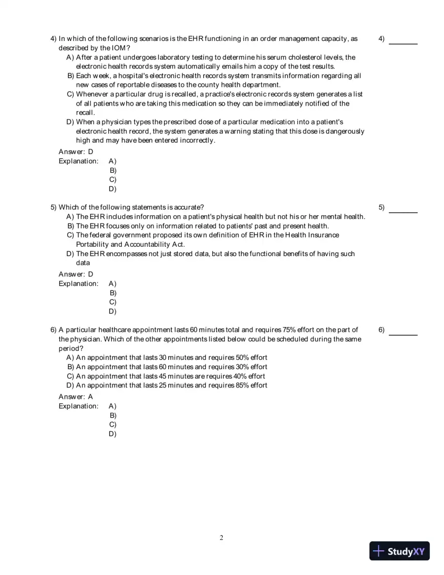 Electronic Health Records: Understanding And Using Computerized Medical Records, 3rd Edition Test Bank, page 3
