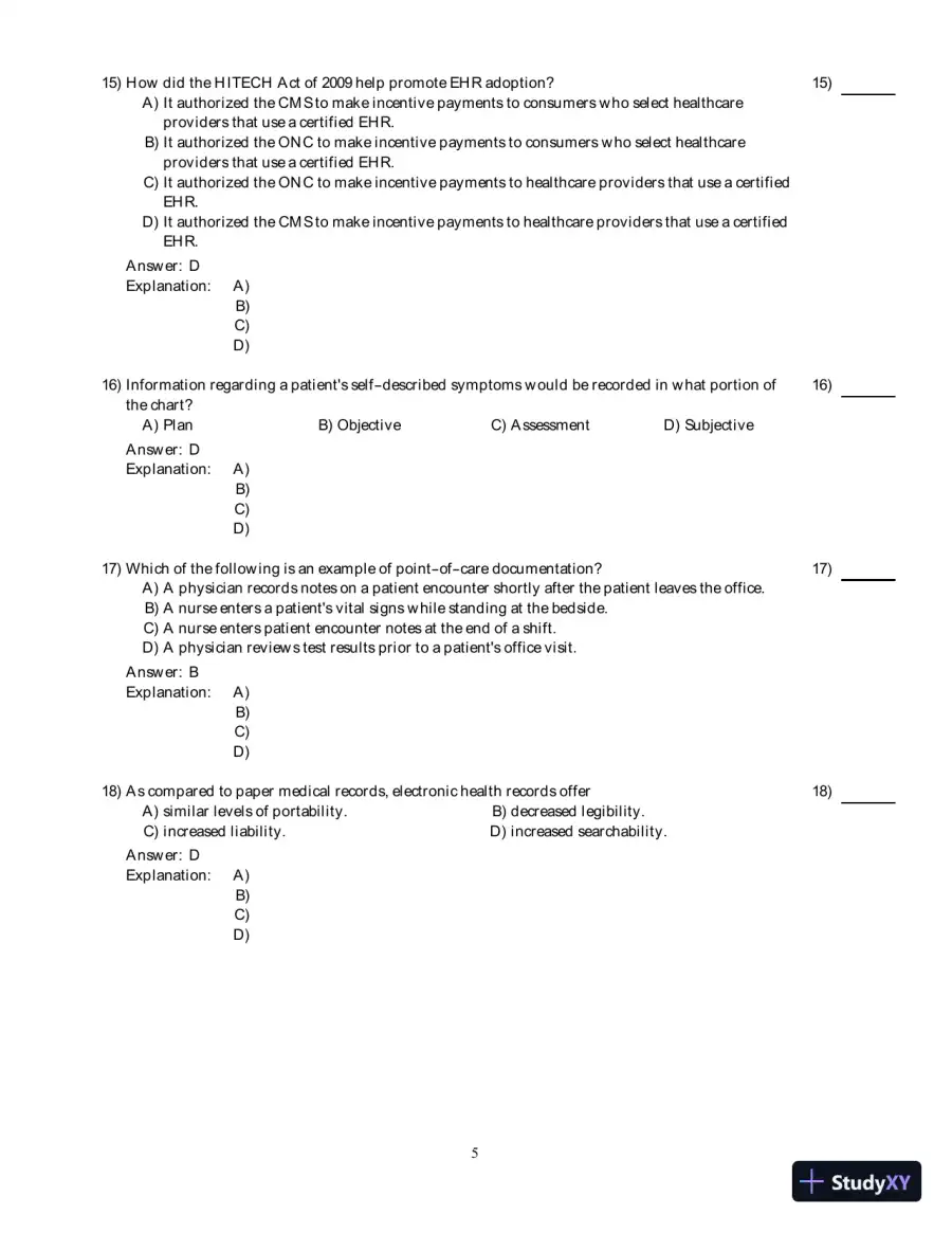 Electronic Health Records: Understanding And Using Computerized Medical Records, 3rd Edition Test Bank, page 6
