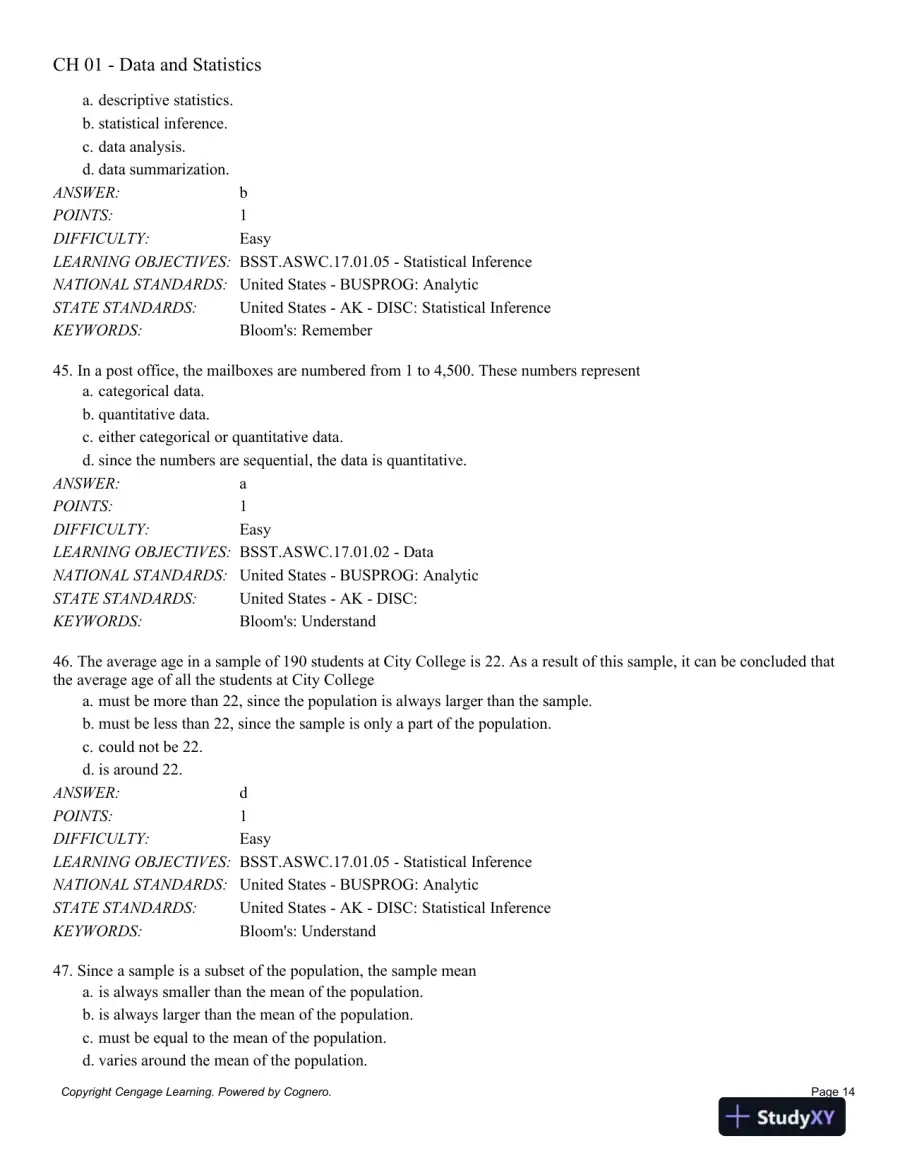 Statistics for Business and Economics, 13th Edition Test Bank, page 15