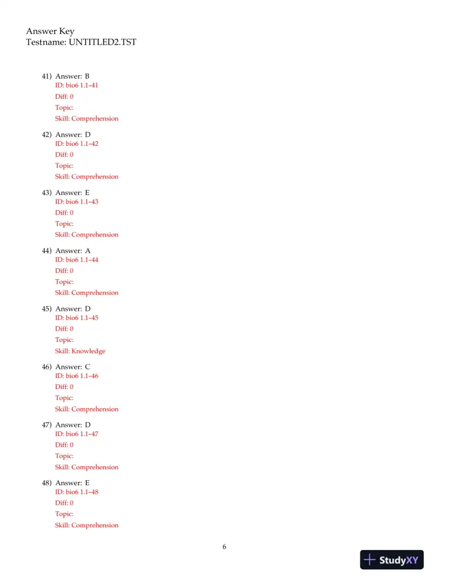 Test Bank For Biology: Concepts and Connections, 6th Edition, page 16