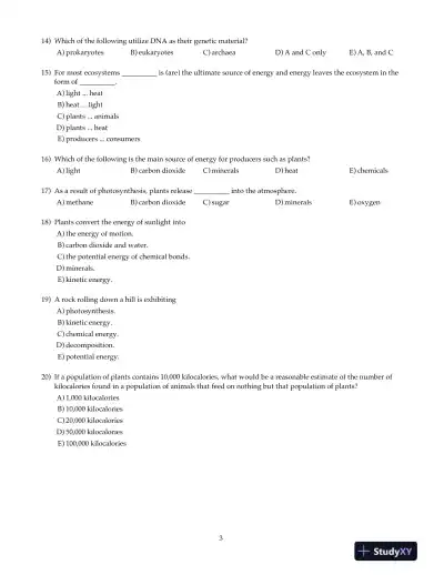 Test Bank For Biology: Concepts and Connections, 6th Edition - Page 4 preview image