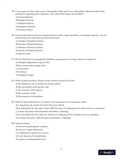 Test Bank For Biology: Concepts and Connections, 6th Edition - Page 7 preview image