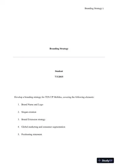 Comprehensive Branding Strategy for TEN UP Mobiles: Building a Global Presence - Page 1 preview image