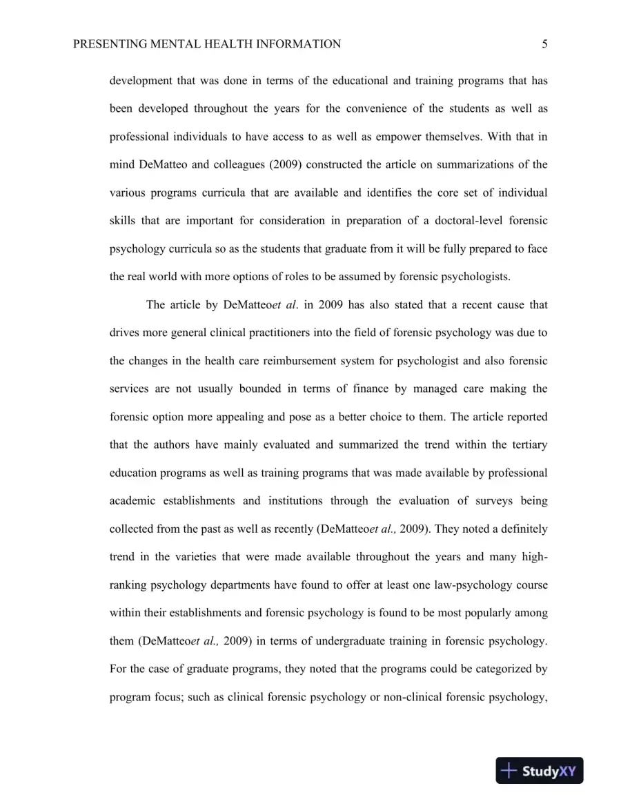 PSY 496: Applied Project Communication Competency: Presenting Mental Health Information Ashford University, page 6