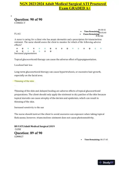 2023-2024 ATI NGN Adult Medical Surgical Proctored Exam with Answers (60 Solved Questions) - Page 1 preview image