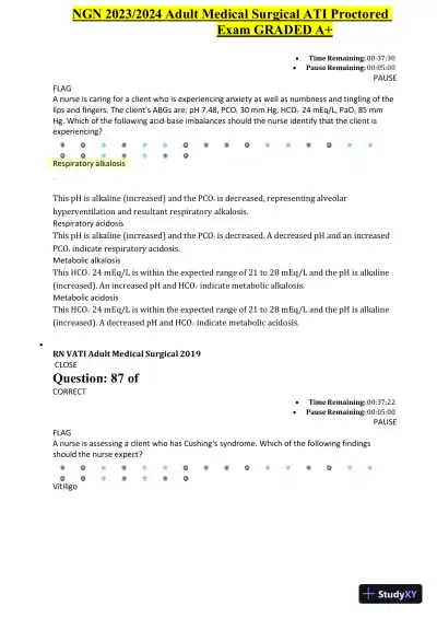 2023-2024 ATI NGN Adult Medical Surgical Proctored Exam with Answers (60 Solved Questions) - Page 4 preview image