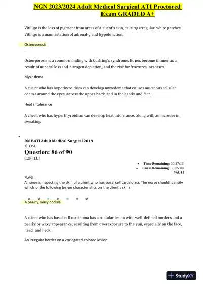2023-2024 ATI NGN Adult Medical Surgical Proctored Exam with Answers (60 Solved Questions) - Page 5 preview image