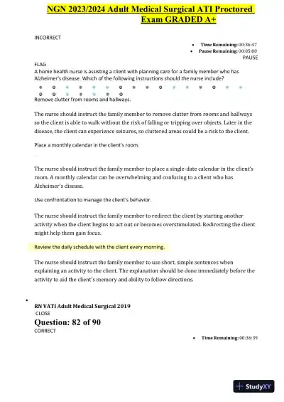 2023-2024 ATI NGN Adult Medical Surgical Proctored Exam with Answers (60 Solved Questions) - Page 9 preview image