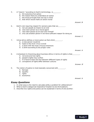 Ethics And The Conduct Of Business, 7th Edition Test Bank - Page 13 preview image