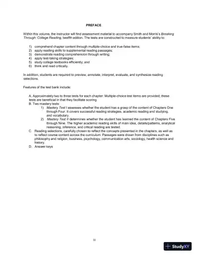 Test Bank for Breaking Through: College Reading , 12th Edition - Page 3 preview image