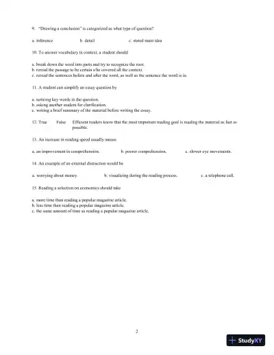 Test Bank for Breaking Through: College Reading , 12th Edition - Page 5 preview image