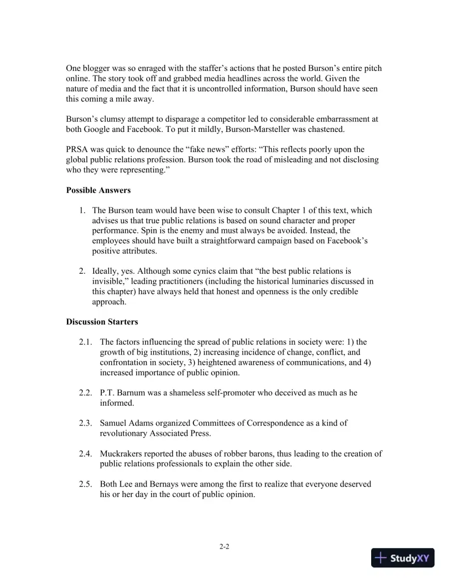Solution Manual for The Practice of Public Relations, 14th Edition, page 12