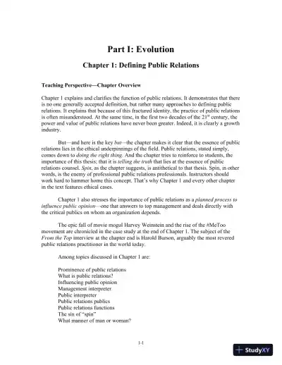 Solution Manual for The Practice of Public Relations, 14th Edition - Page 3 preview image