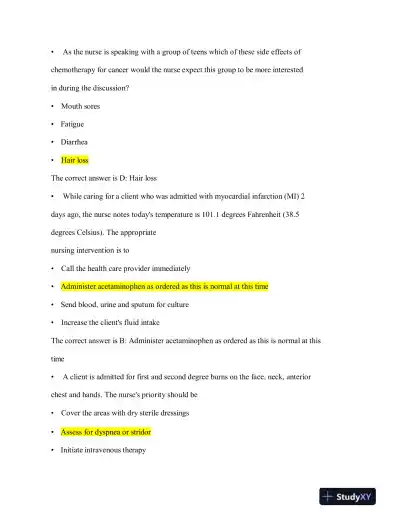 2023-2024 HESI RN Child Care Exit Exam Version 3 With Answers (160 Solved Questions) - Page 11 preview image