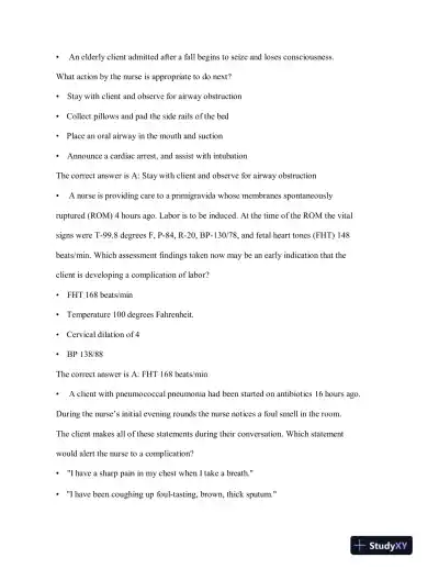 2023-2024 HESI RN Child Care Exit Exam Version 3 With Answers (160 Solved Questions) - Page 13 preview image