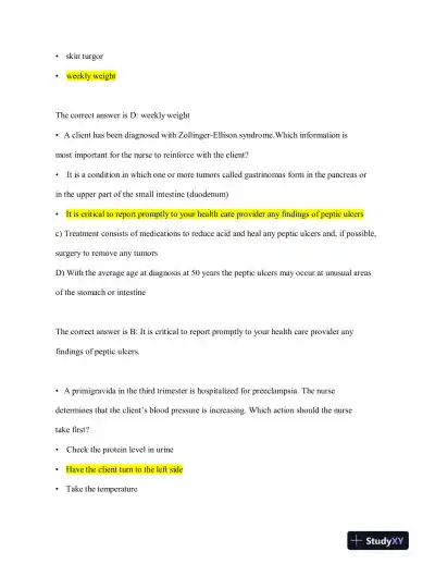 2023-2024 HESI RN Child Care Exit Exam Version 3 With Answers (160 Solved Questions) - Page 3 preview image
