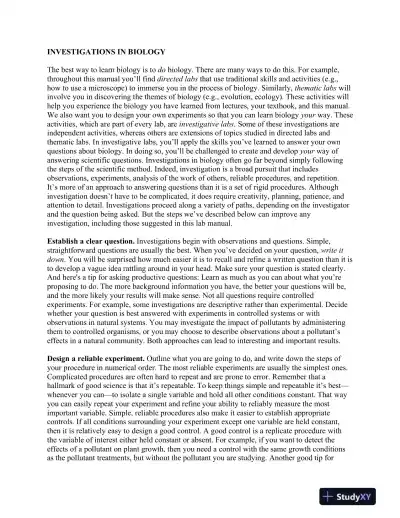 Solution Manual for Biology Laboratory Manual, 11th Edition - Page 1 preview image