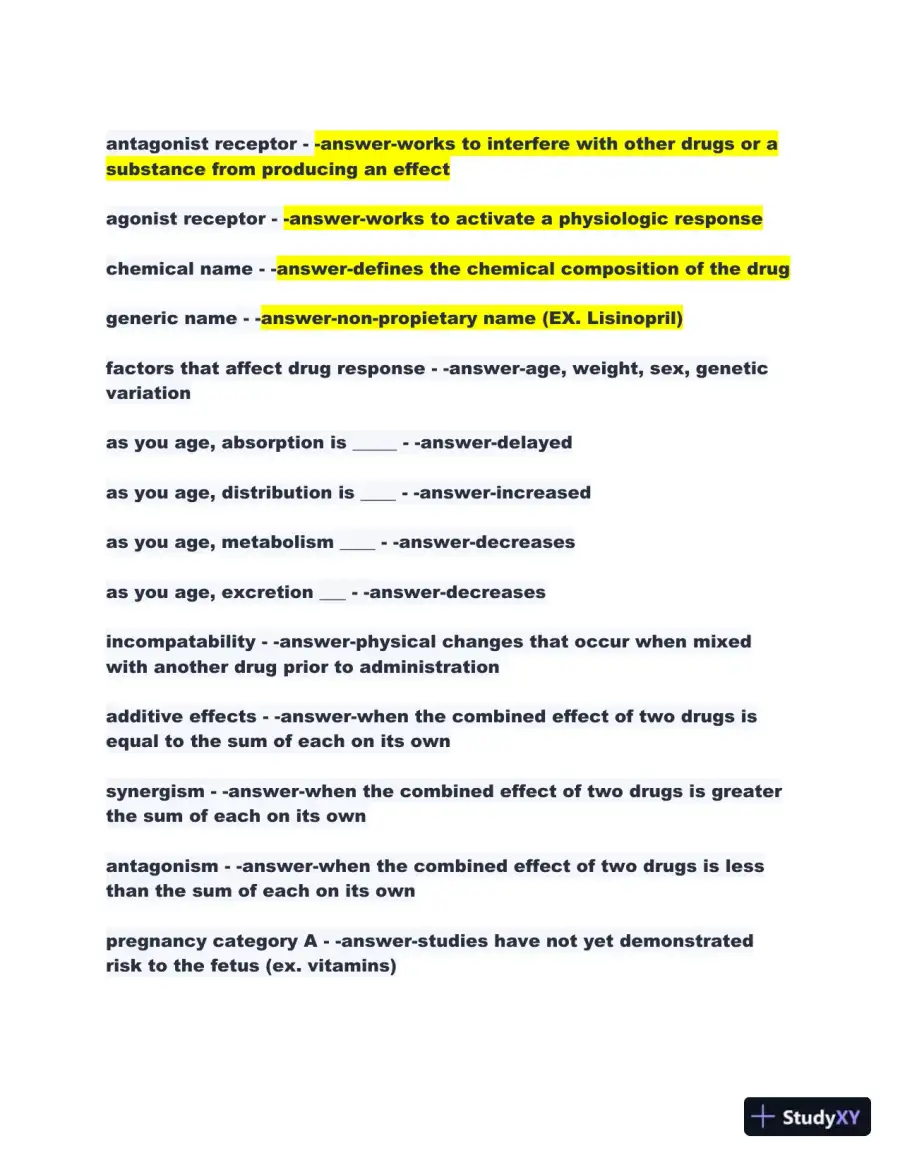 2023-2024 Portage Learning NURS251 Pharmacology Module 1-5 with Answers (366 Solved Questions), page 4