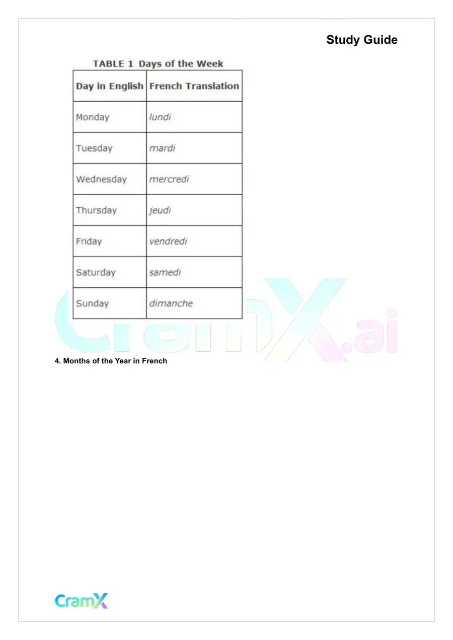 French I - Everyday Words and Phrases, page 2