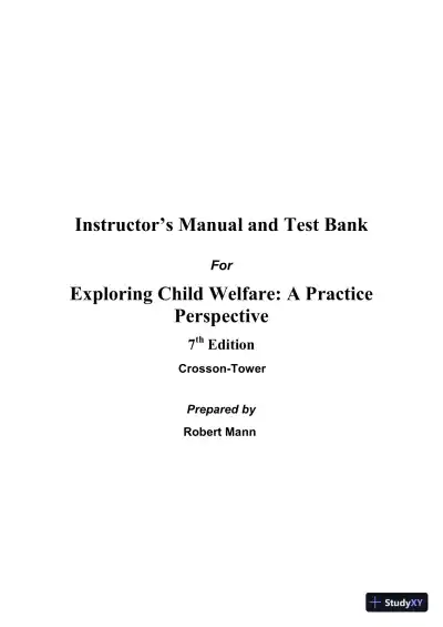 Exploring Child Welfare: A Practice Perspective, 7th Edition Test Bank - Page 1 preview image